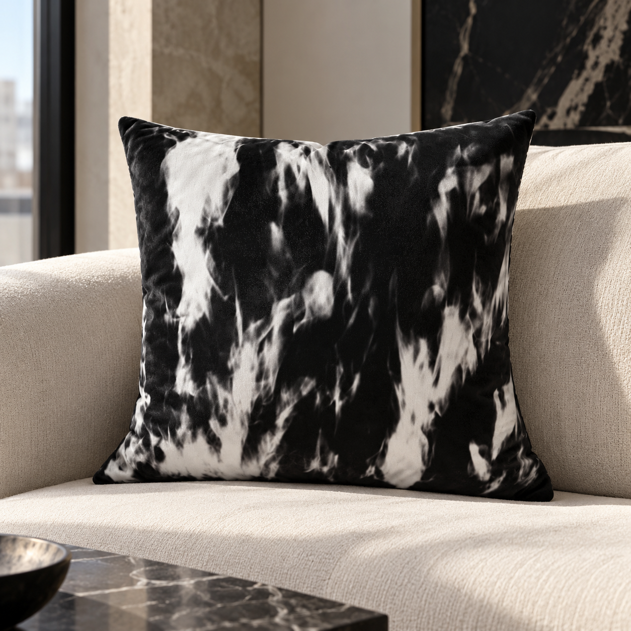 Abstract Flame Pillow on a Modern Sofa.png