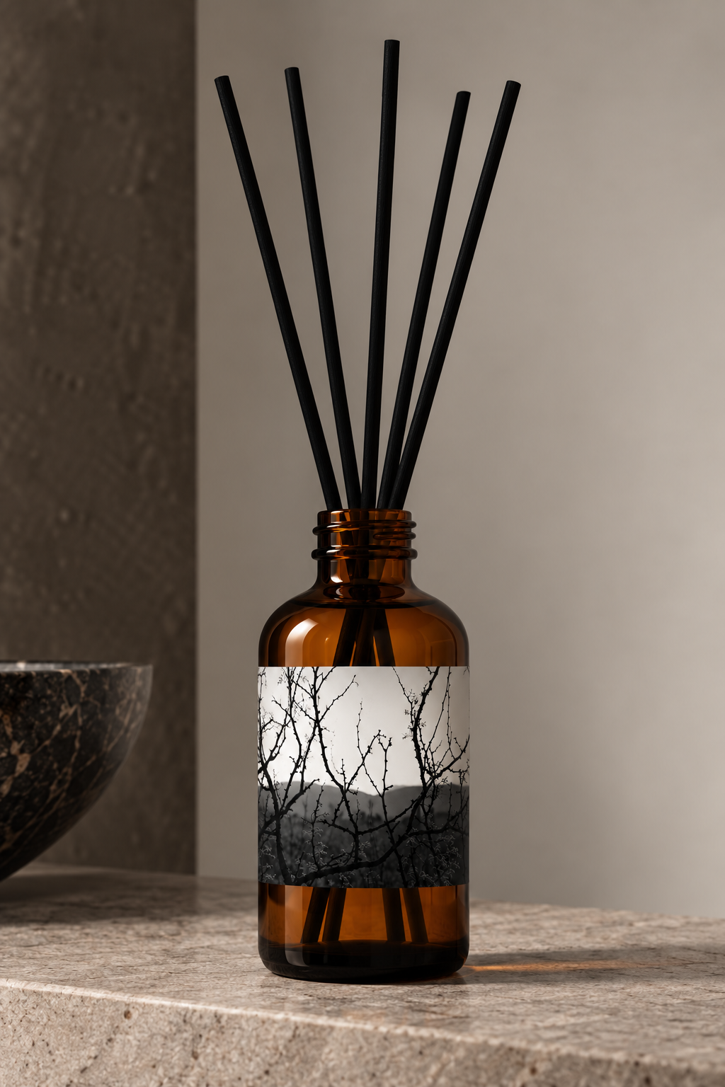 Amber Reed Diffuser on Stone Shelf.png