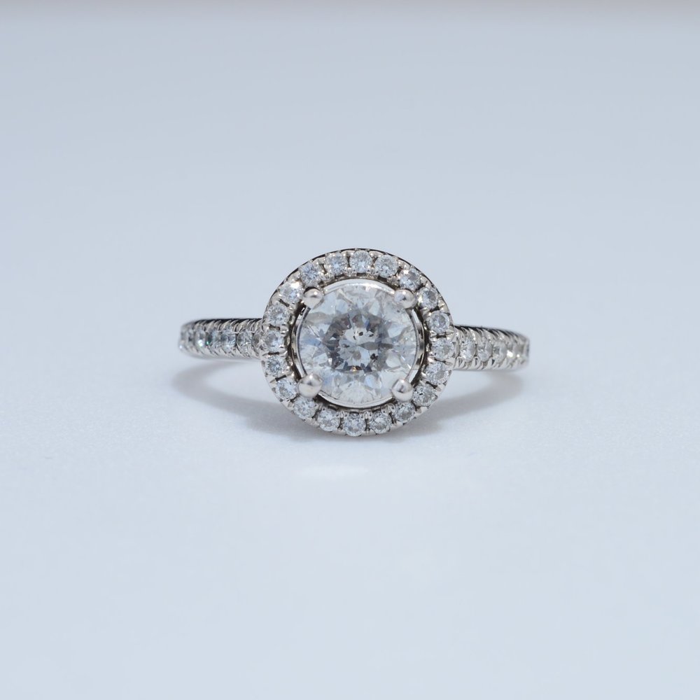 1.25 Carat Round Brilliant Diamond Halo Engagement Ring — Edward Elise -  Wholesale Diamonds and Engagement Rings
