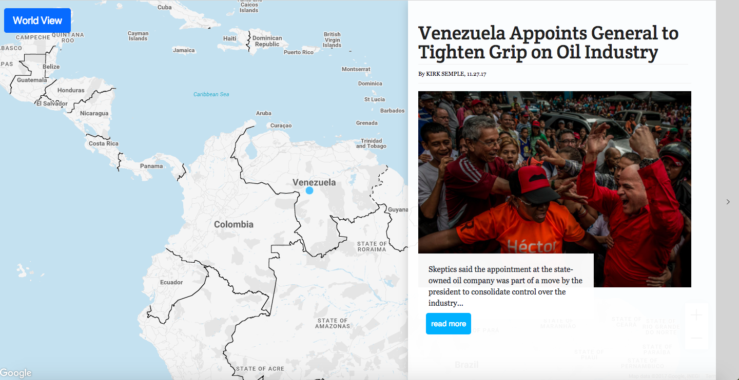 Screenshots from the NYT Global Snapshot Webpage*Due to recent changes to the NYT API, this feature is currently unavailable, we will be launching an update soon!