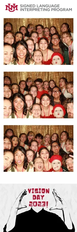 Group celebration photo booth strip with custom branded layout