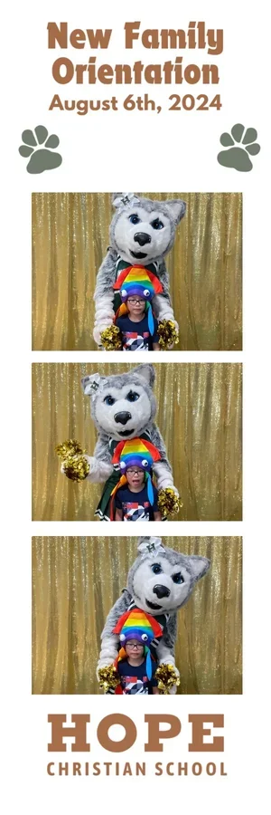 Family orientation photo booth strip for a New Mexico school event
