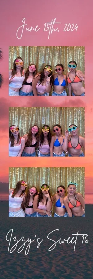 Bridal celebration photo booth strip with custom pink design