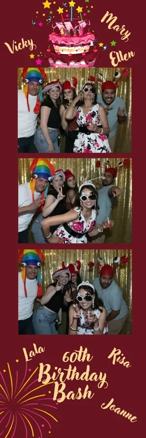 Holiday celebration photo booth strip with festive custom design