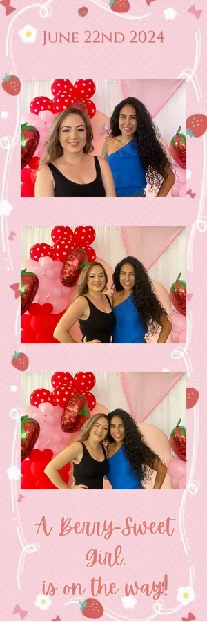 Baby shower celebration photo booth strip with custom pink design