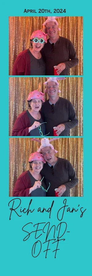 Fun celebration photo booth strip with colorful custom event design
