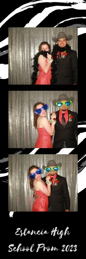 School prom photo booth strip with black and white custom design