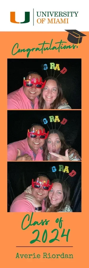 University event photo booth strip with custom printed design