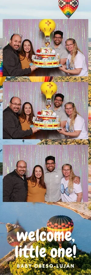 Baby shower photo booth strip with Welcome Little One design