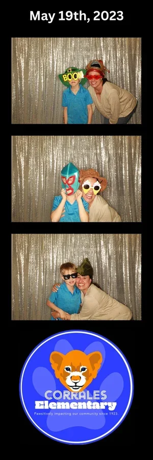 Community event photo booth strip with custom blue event branding