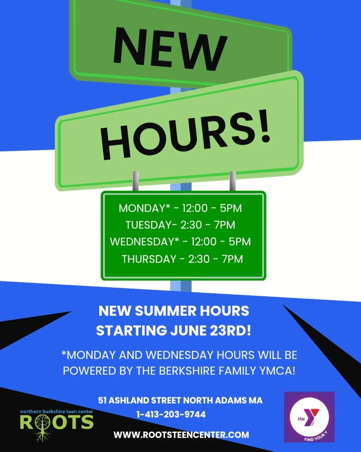 We have some exciting news! Thanks to a new collaboration with the @northernberkshireymca team we will be open FOUR DAYS A WEEK starting June 23rd.

AND to top it off, Mondays and Wednesdays through the summer will have earlier hours. This has been a