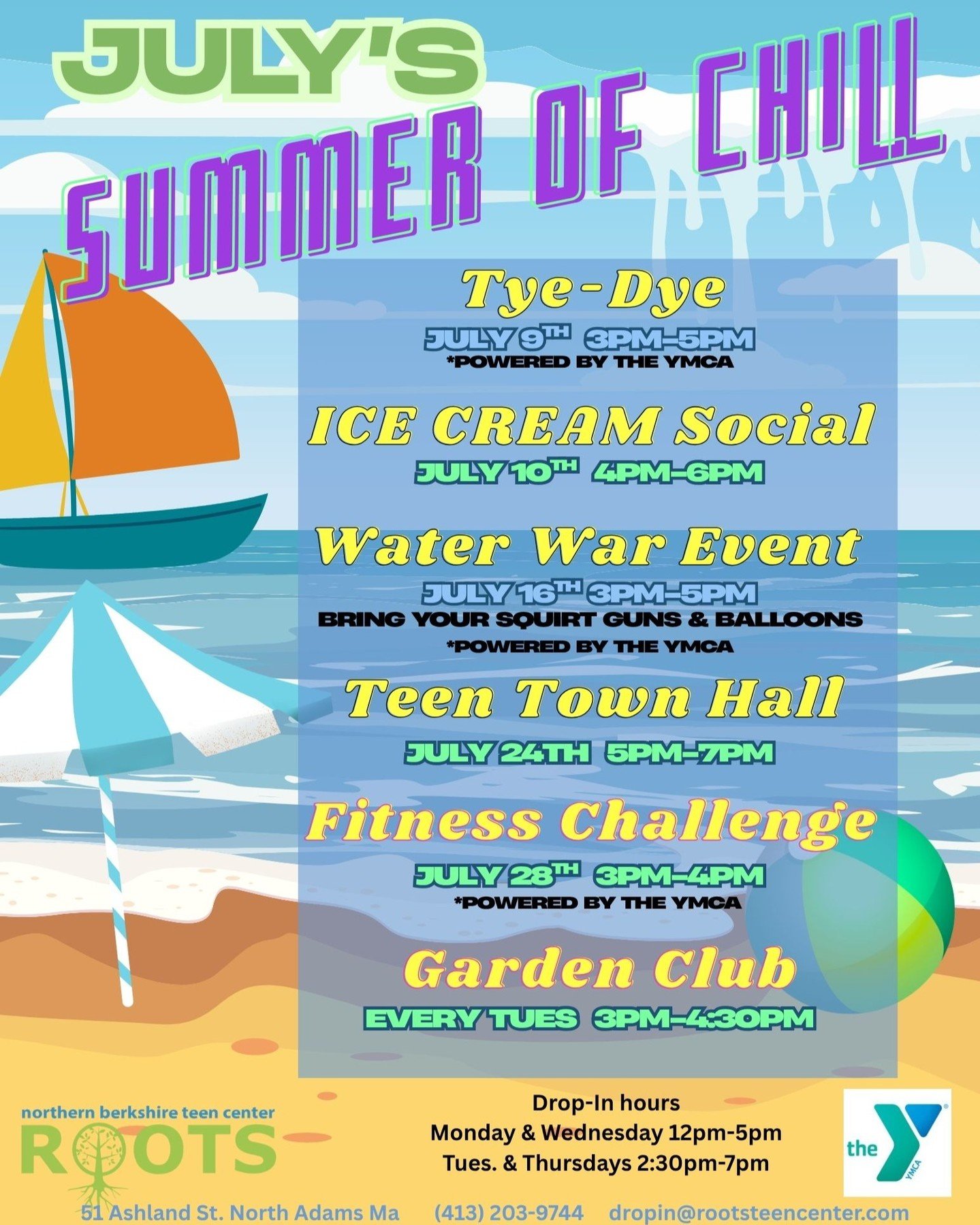 It's hot out there, but we are trying to chill things out in July. Join us for all sorts of &quot;cool&quot; events this month. 

Special shout out to the Northern Berkshire YMCA for collaborating on this fun events!