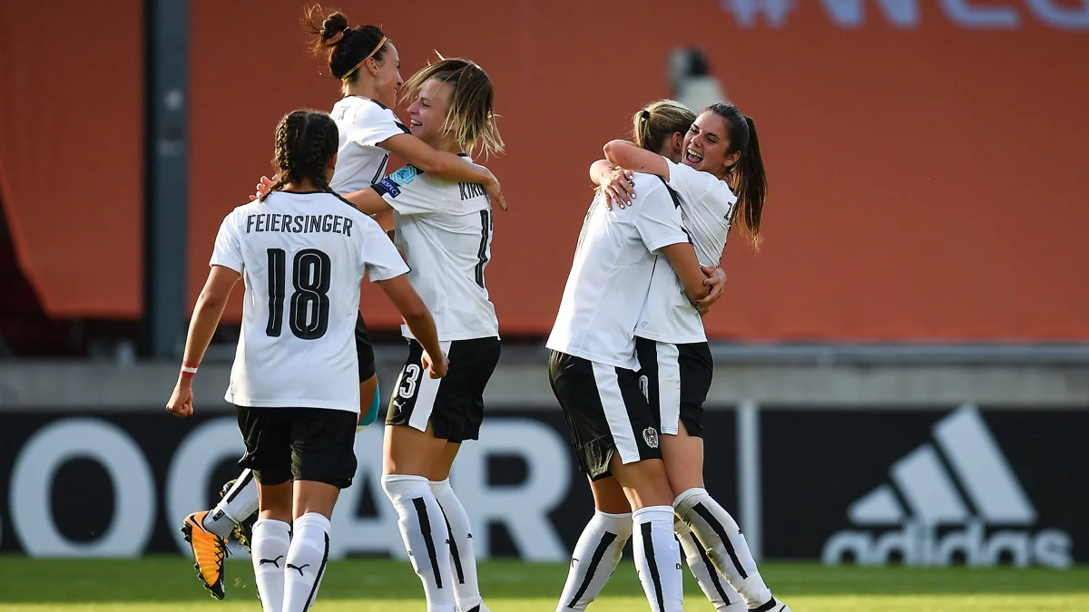 Austria celebrating victory over the Swiss