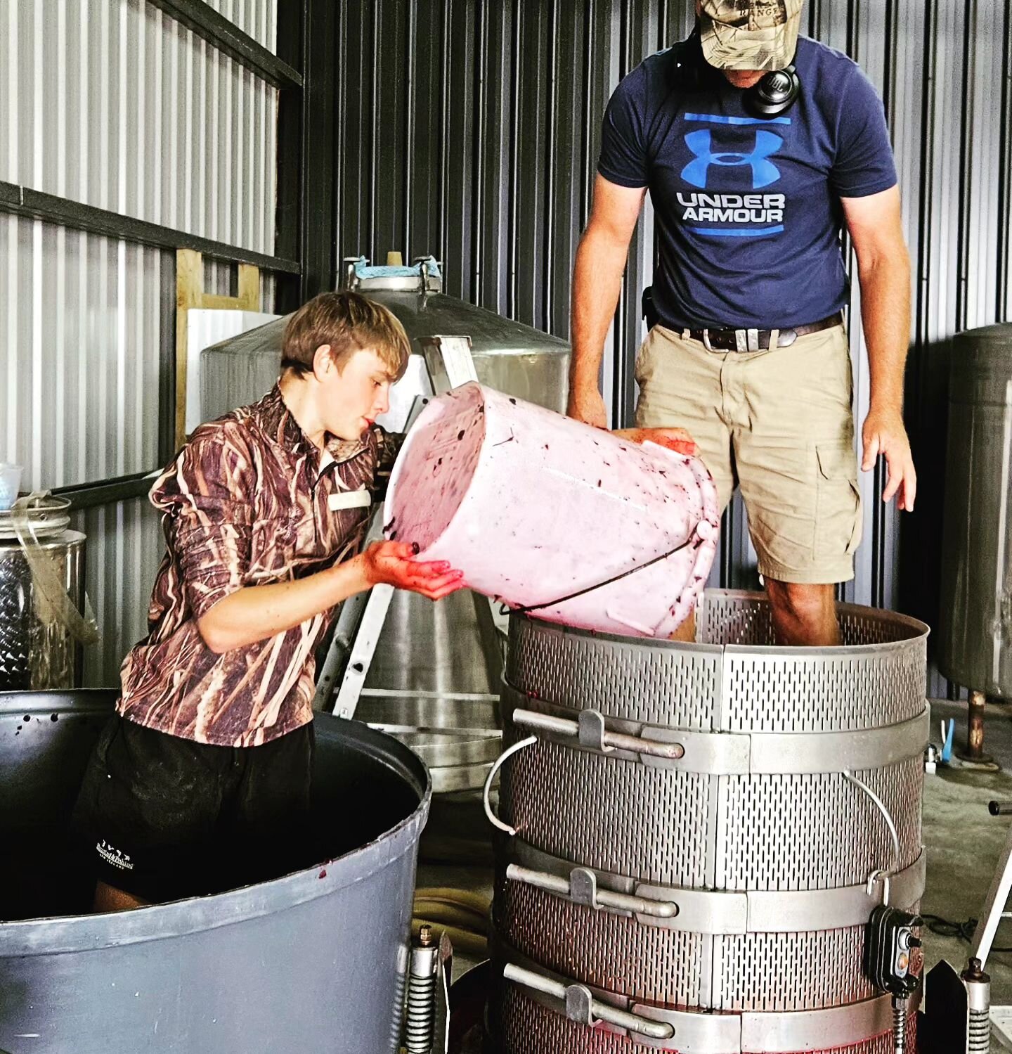 Family effort today pressing the 2024 Gamay.  This Gamay has been on skins for about 2.5 weeks. 
Top notch!  @twoterracesvineyard 

@baxter_flyfishnz 
#finewine #nzwine #hawkesbaynz #hawkesbaywine #hbwine #easthope #easthopefamilywinegrowers #family 