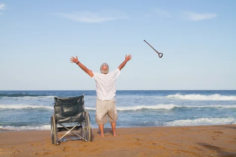 From pain and cane to freedom.