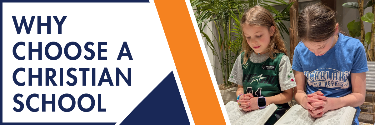two girls praying and reading a bible- why choose a christian school