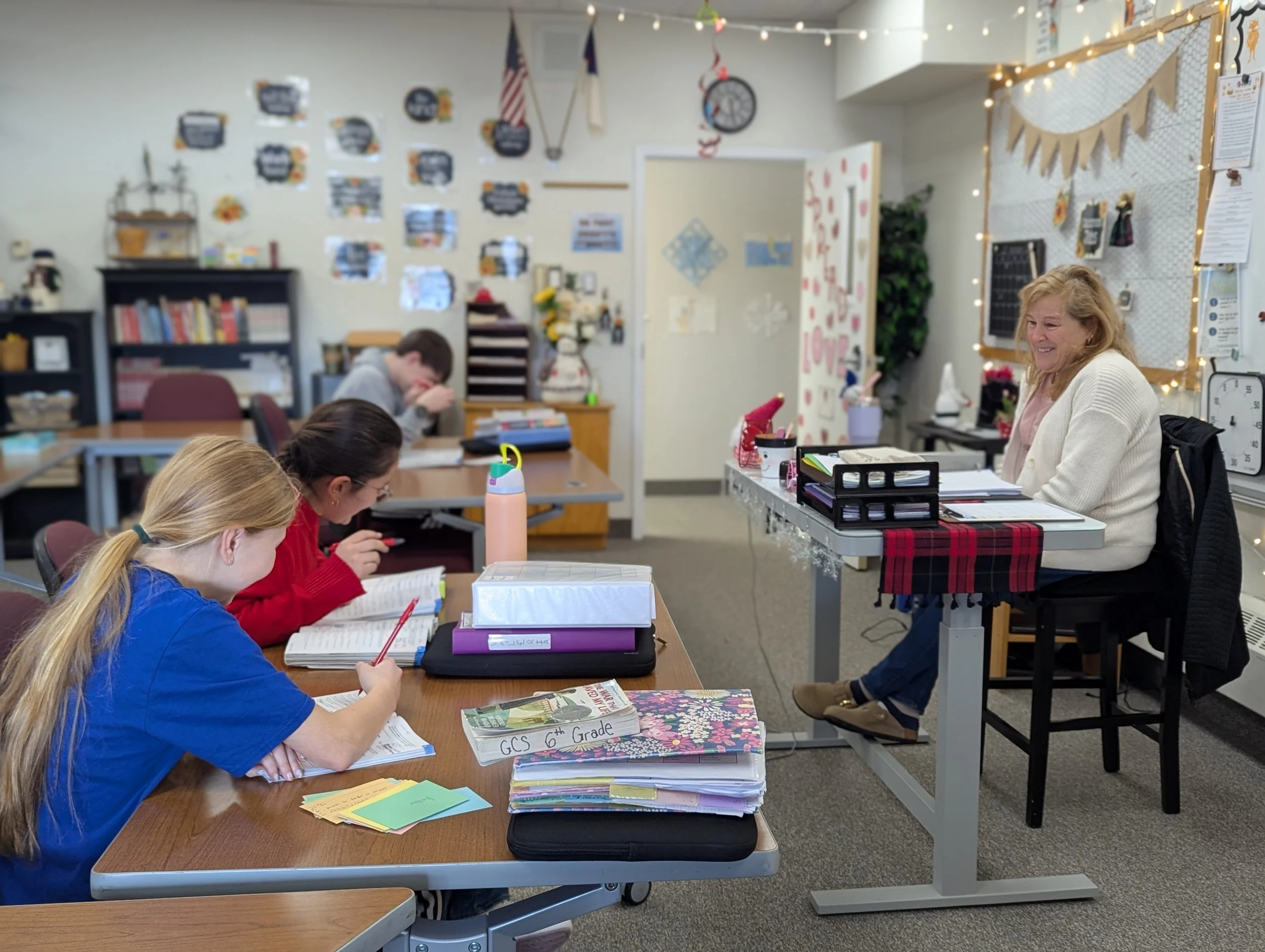 Happy GCS teacher and students in classroom