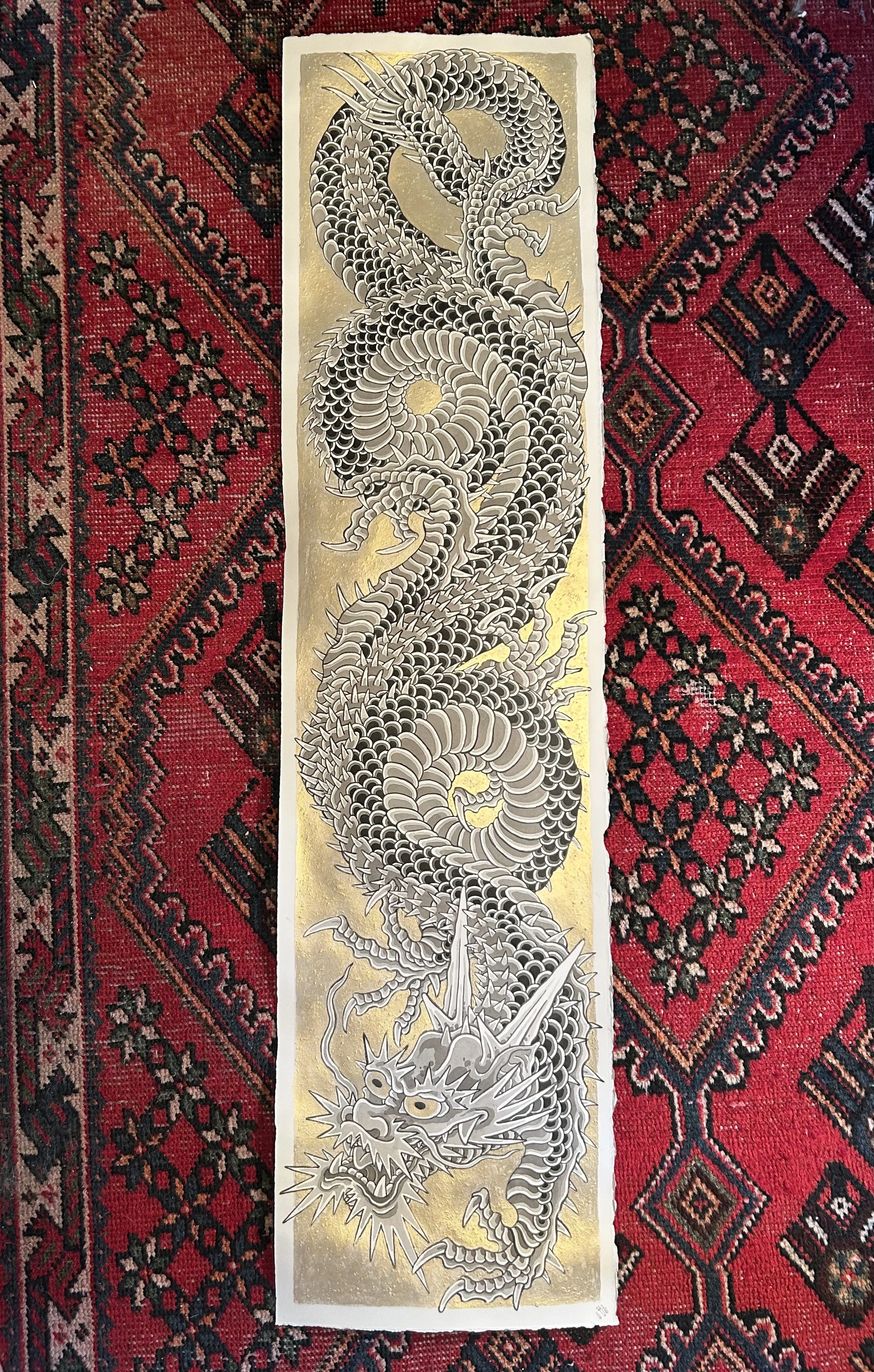 LONG GOLDEN DRAGON Original painting by Ishmael Johnson