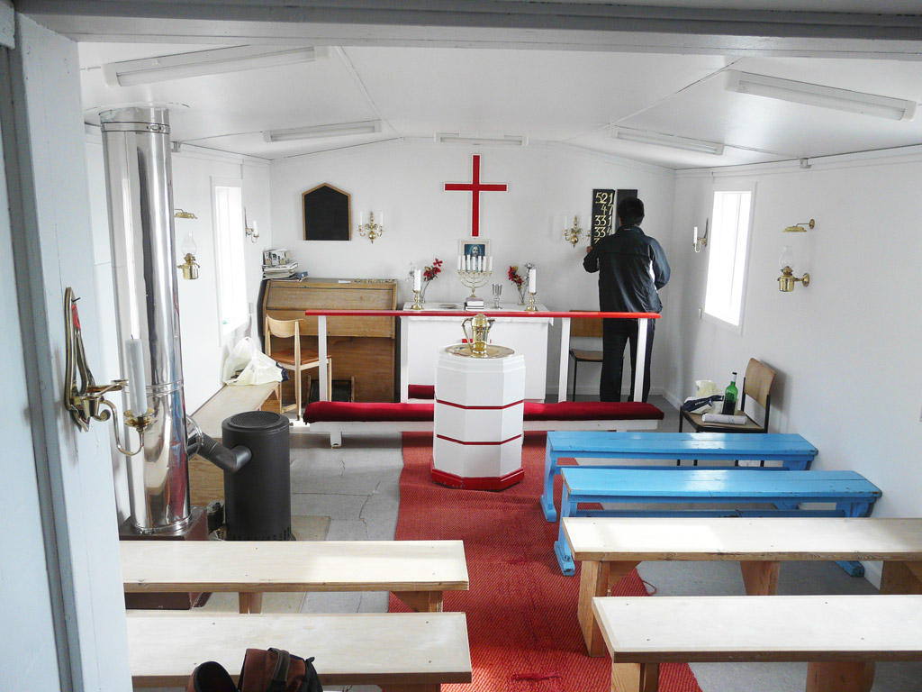 inside Nutaarmiut's church, the smallest in Greenland