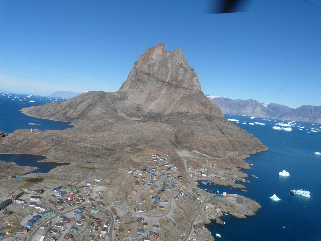 Uummannaq island is dominated by its namesake heart-shaped mountain
