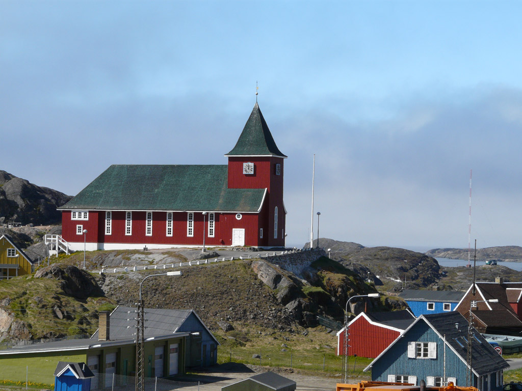 Sisimiut Church rests on a hill overlooking the town