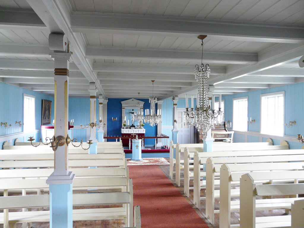 Inside a church in the nearby abandoned village of Alluitsoq