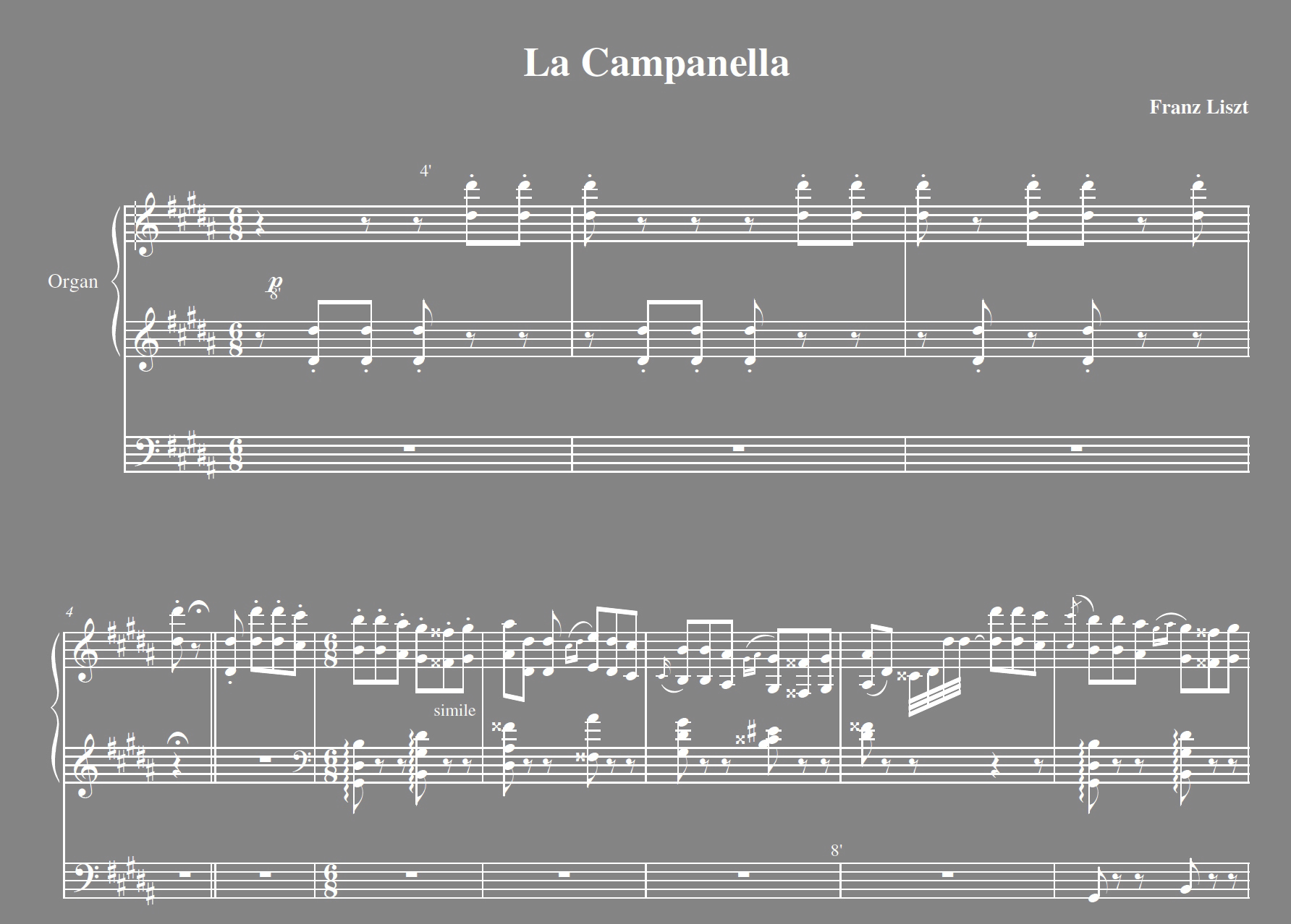 Liszt la campanella for organ