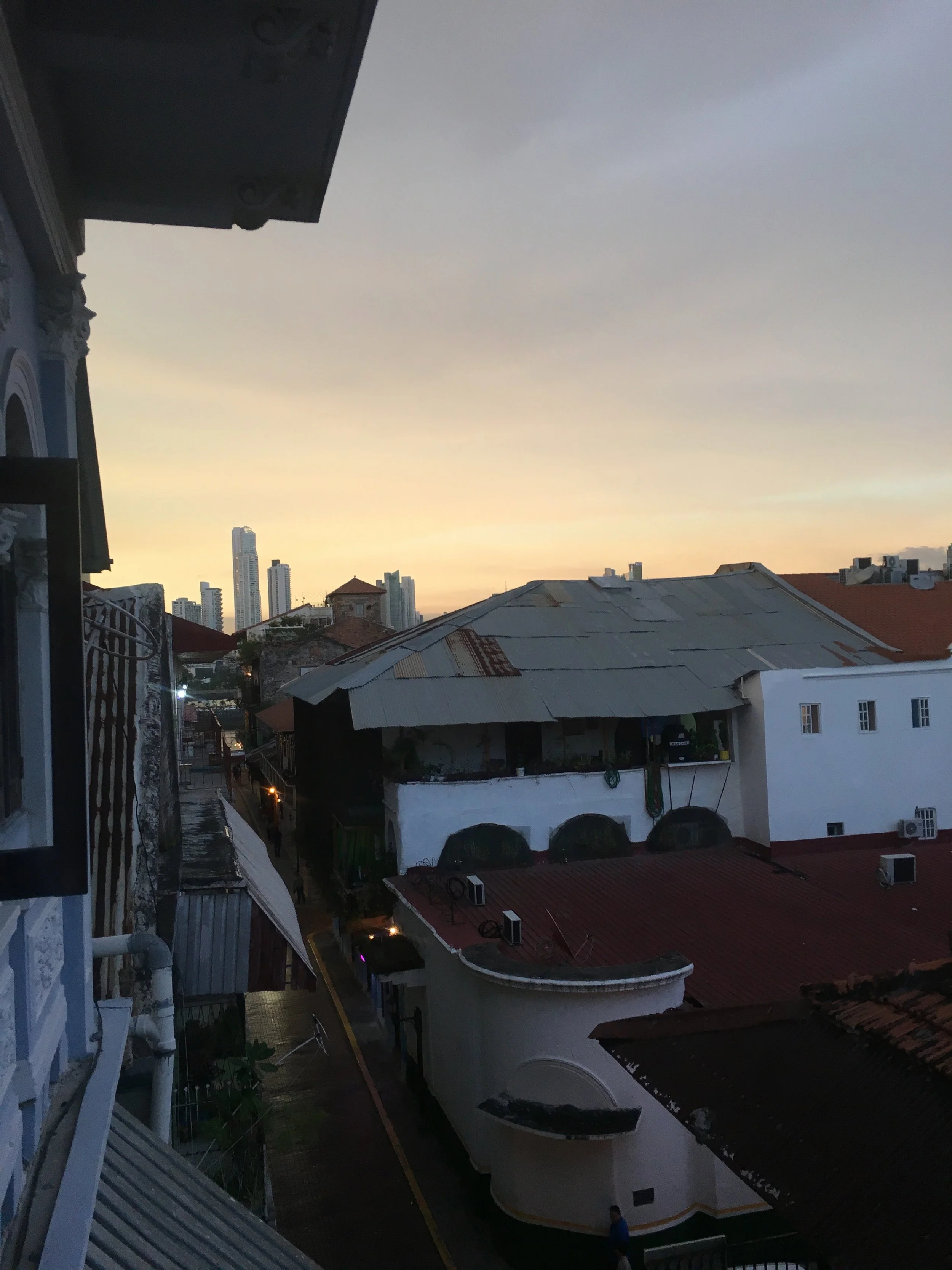 The sunset from the balcony of the ballroom in Magnolia Inn.