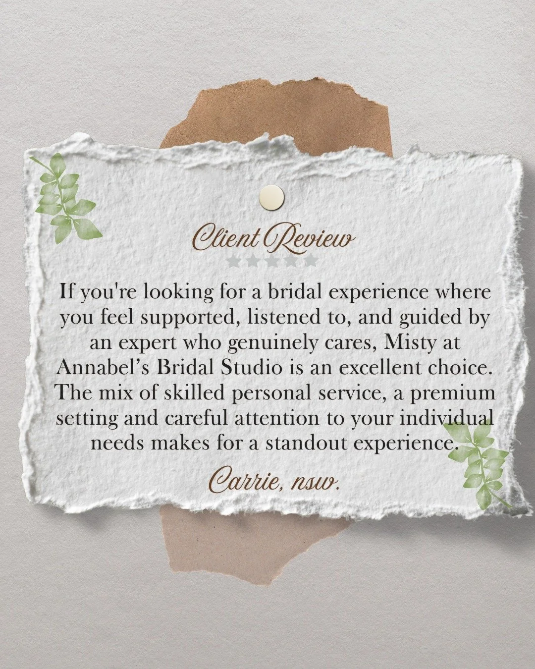 Thank you, Carrie, for your generous review! 🌟 We are thrilled to hear that you have enjoyed every moment of your experience with us. Your satisfaction means the world to our team.

We can&rsquo;t wait for your final fitting and look forward to seei
