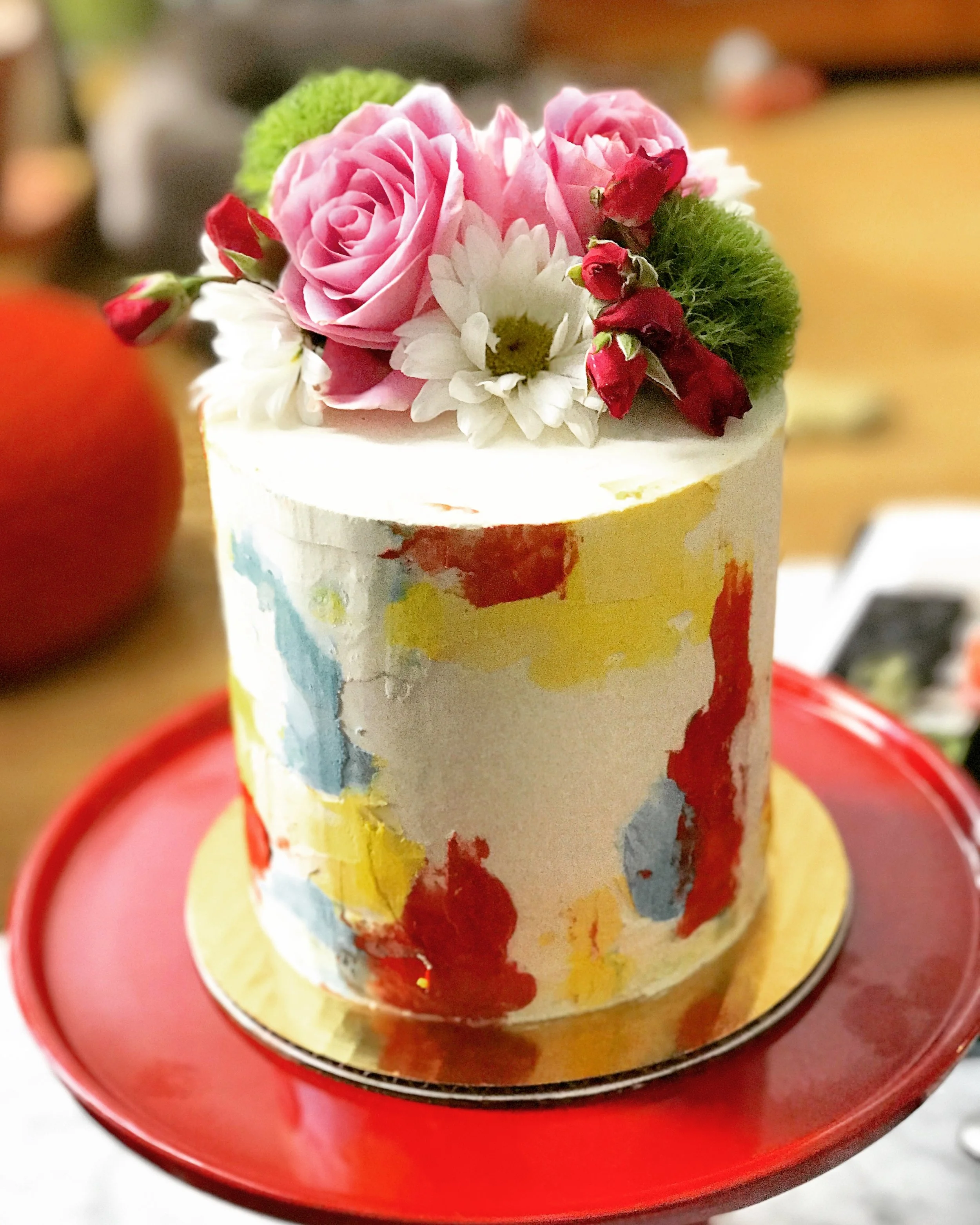 Painted Floral Cake