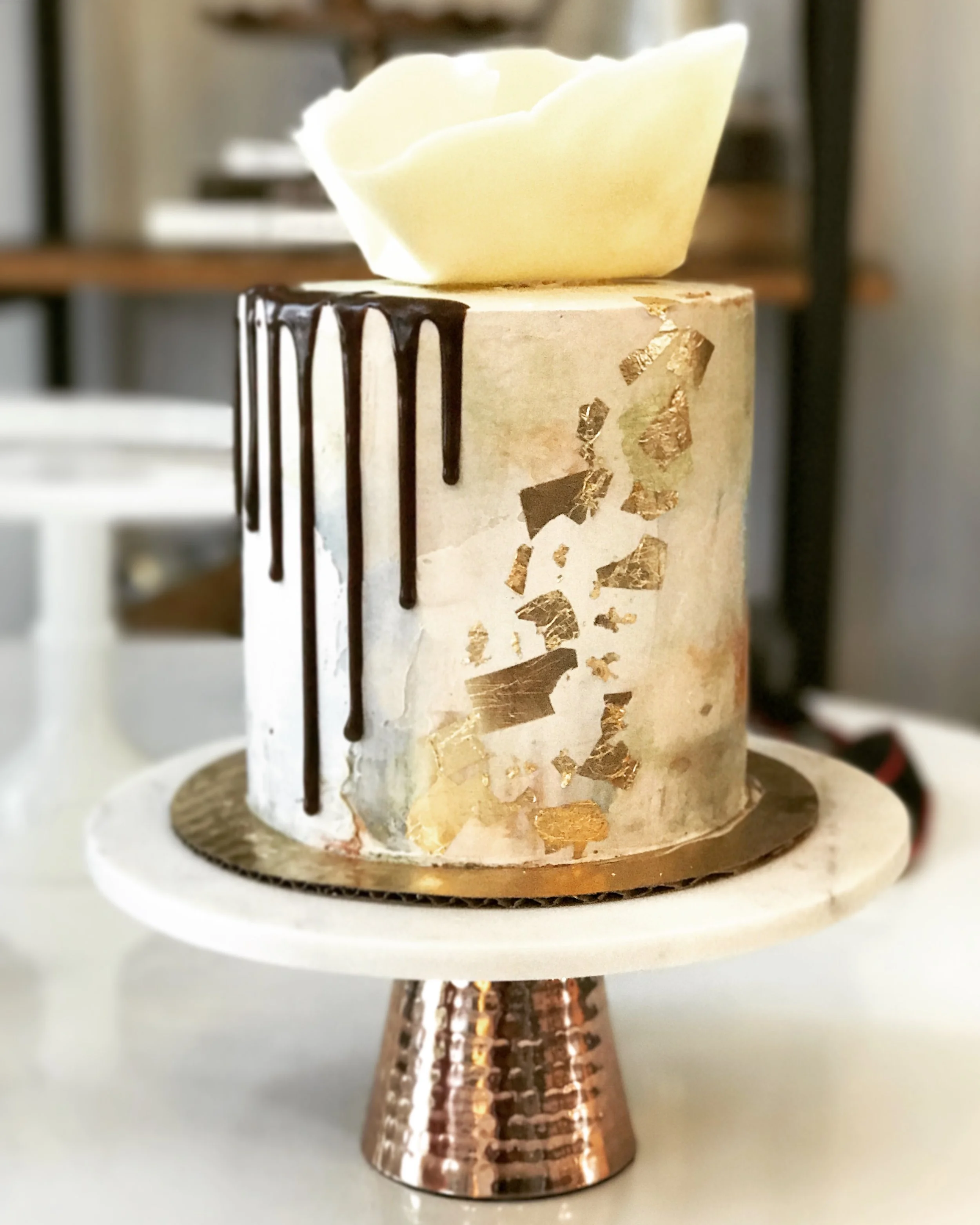 Water color cake with chocolate drip