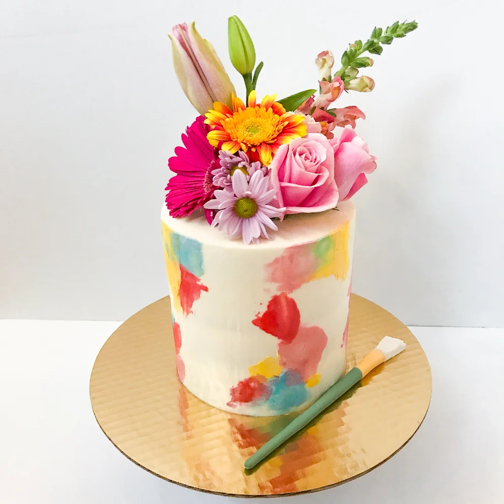 Floral and Paint Cake