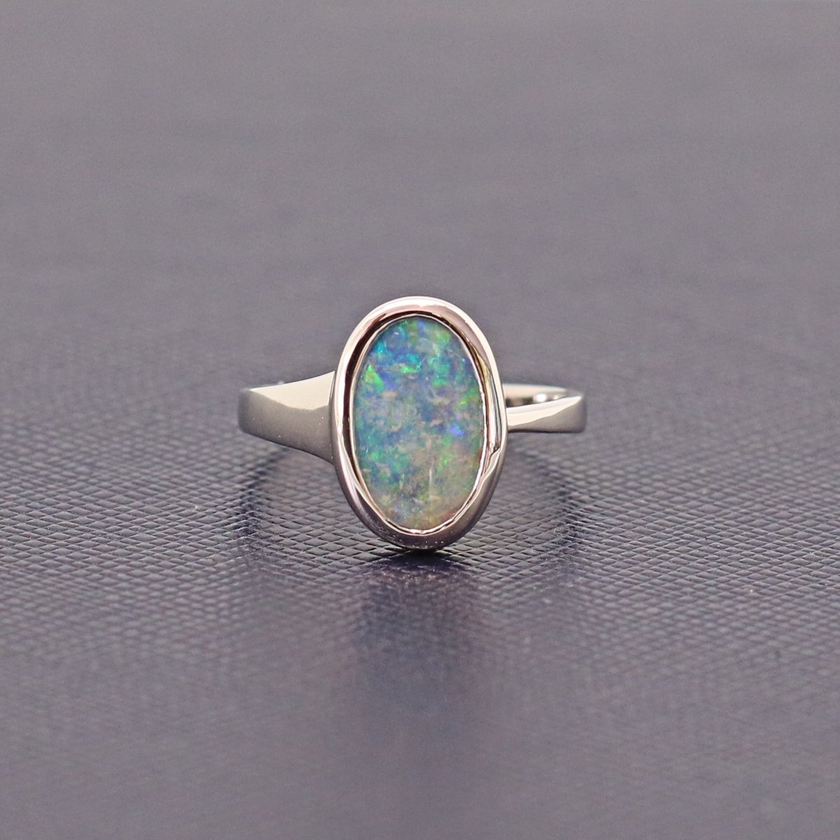 Natural Australian Opal ring , Sterling Silver & Copper, size P, US 7
