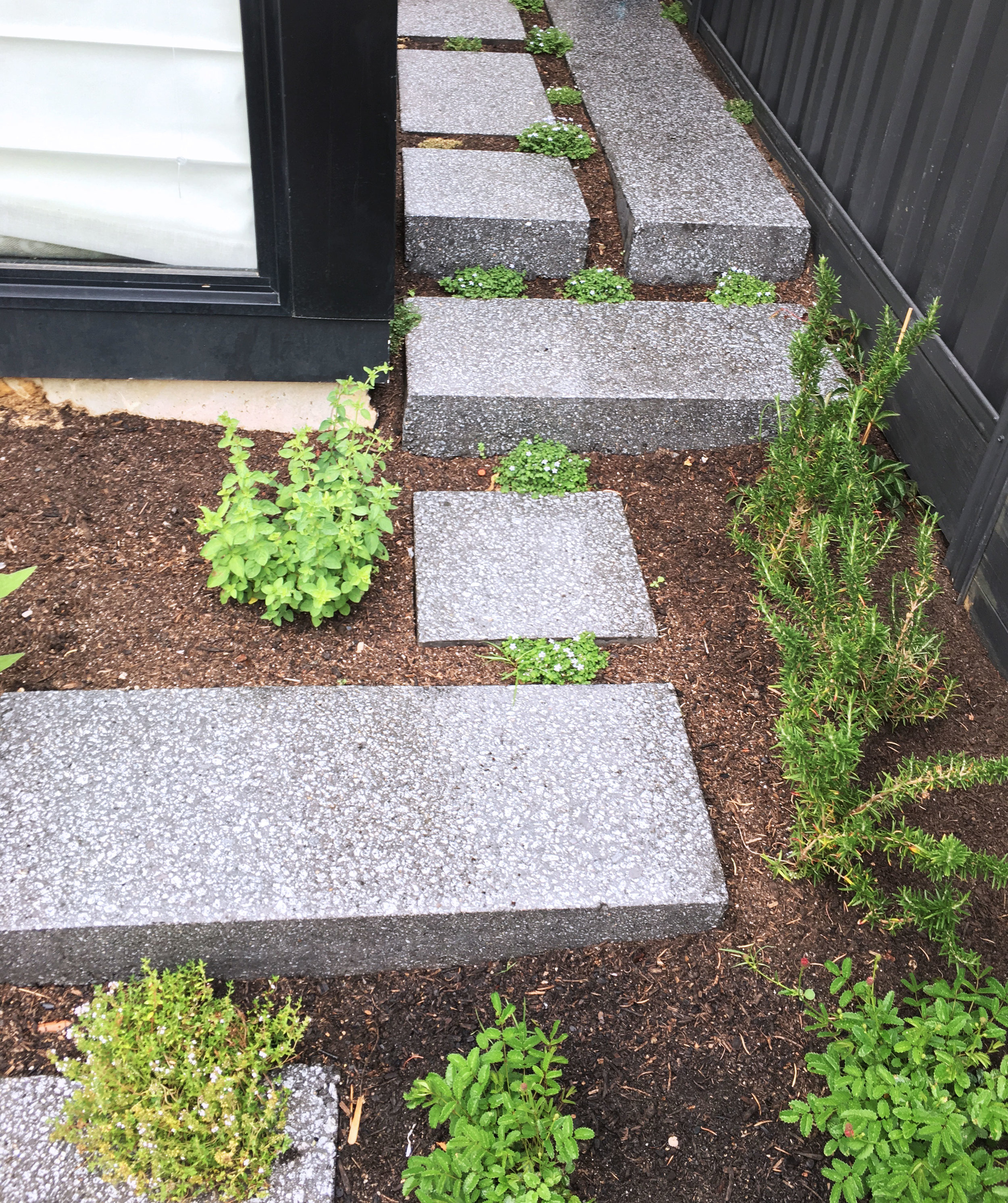 Honed concrete steps