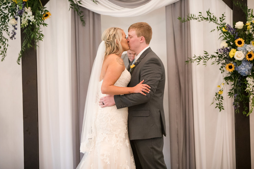 First Kiss for Bride and Groom