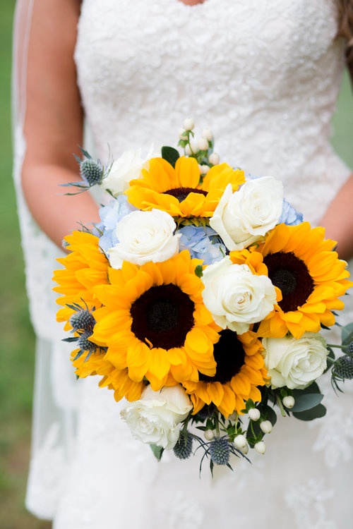 Sunflower and White Roses bridal bouquet