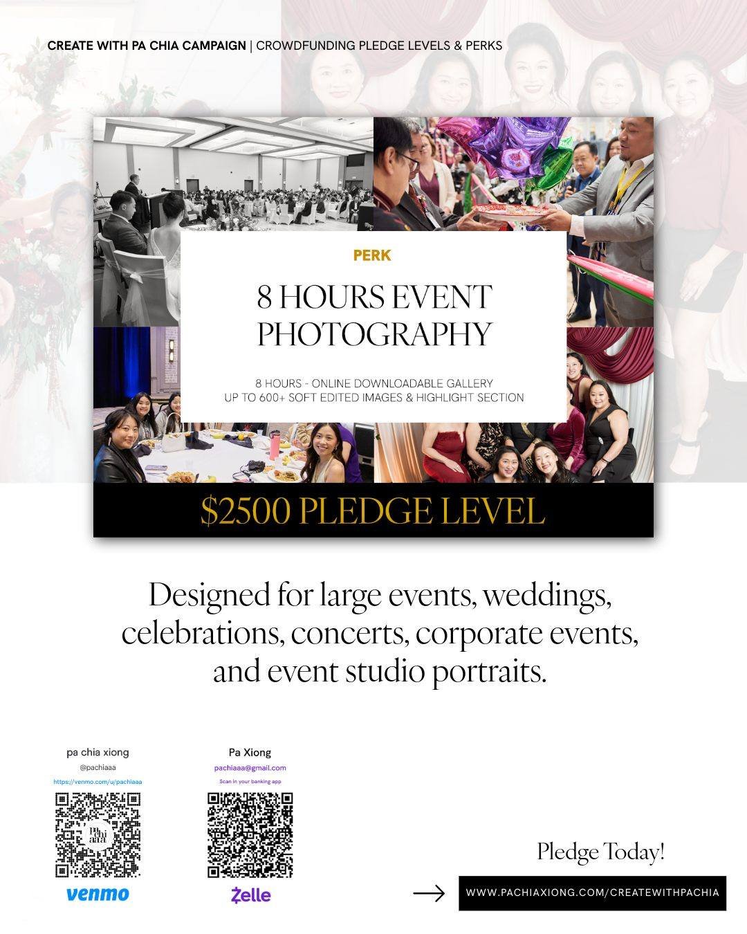 Create with Pa Chia ends this Sunday, February 1st, 2026.

If you&rsquo;re planning a large event or running a business project this year, this is one of the strongest ways to create together.

The 8 Hours Event Photography reward offers full, immers