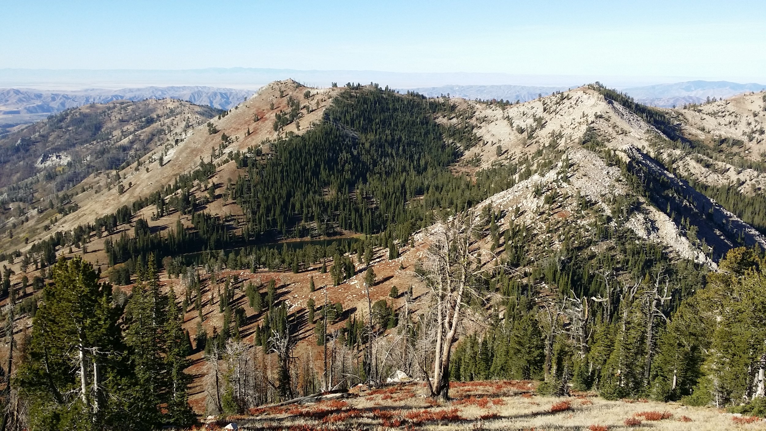 North Star Lake and Lava Mountain as seen from the hike to Peak 8,853. How close is this to Boise? That's Lucky Peak in the background on the right.