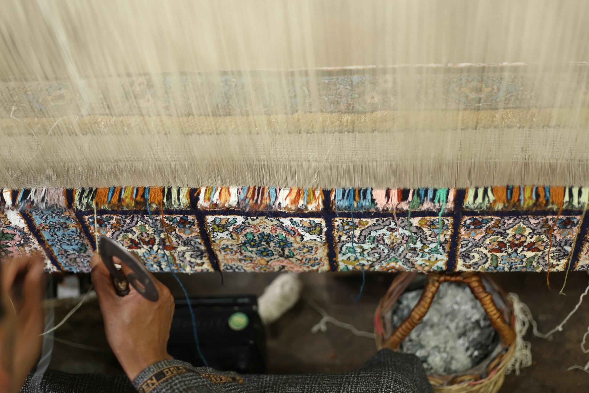 A view of the carpet being made.