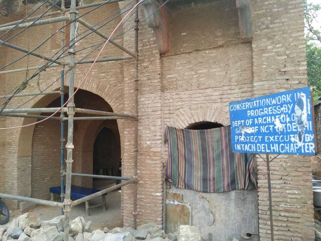 A view of the board claiming INTACH’s adoption of the site for conservation and repair