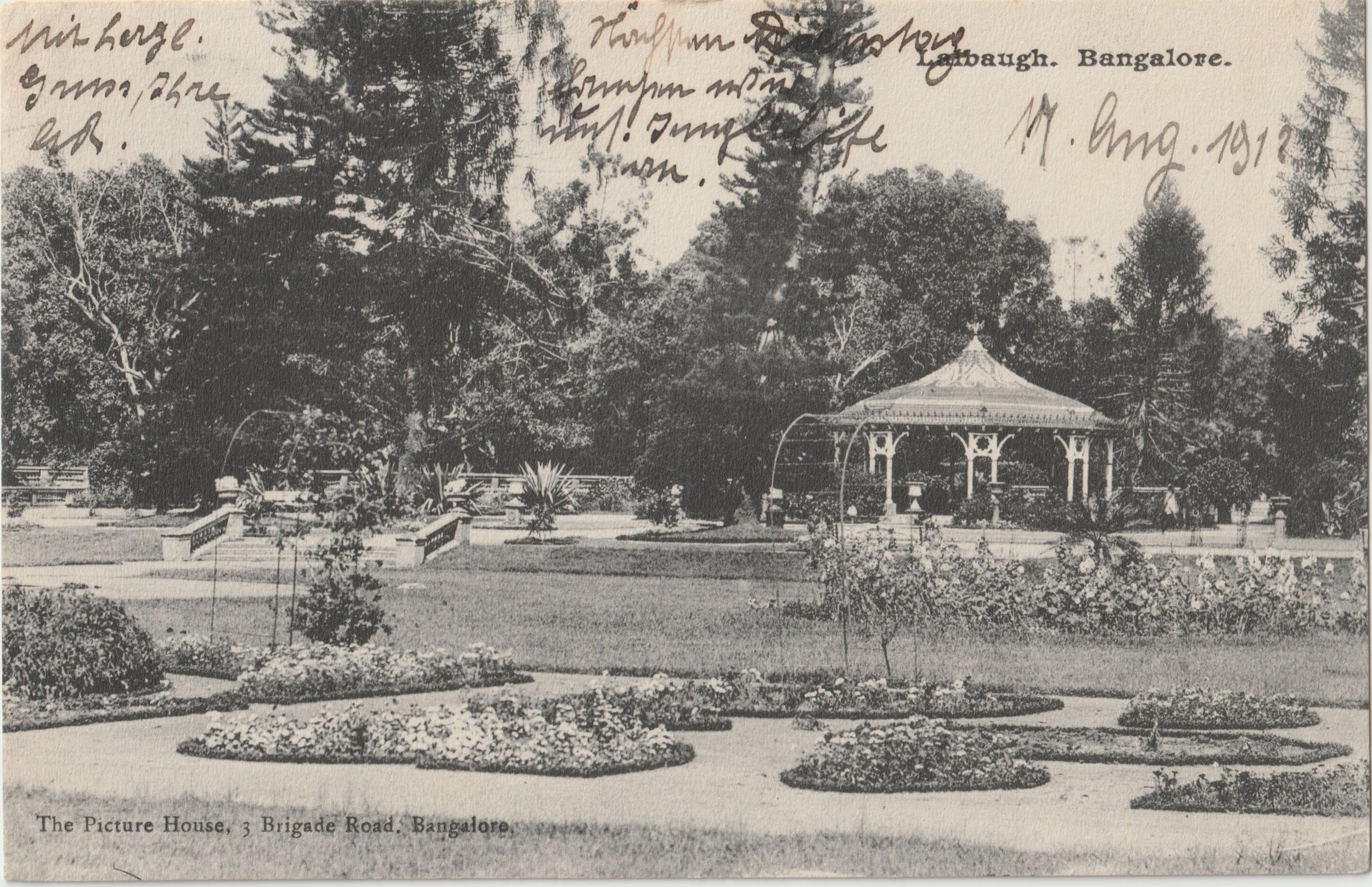 “Lalbaugh, Bangalore”. Published by The Picture House, Bangalore. Posted on: 19.08.1912.