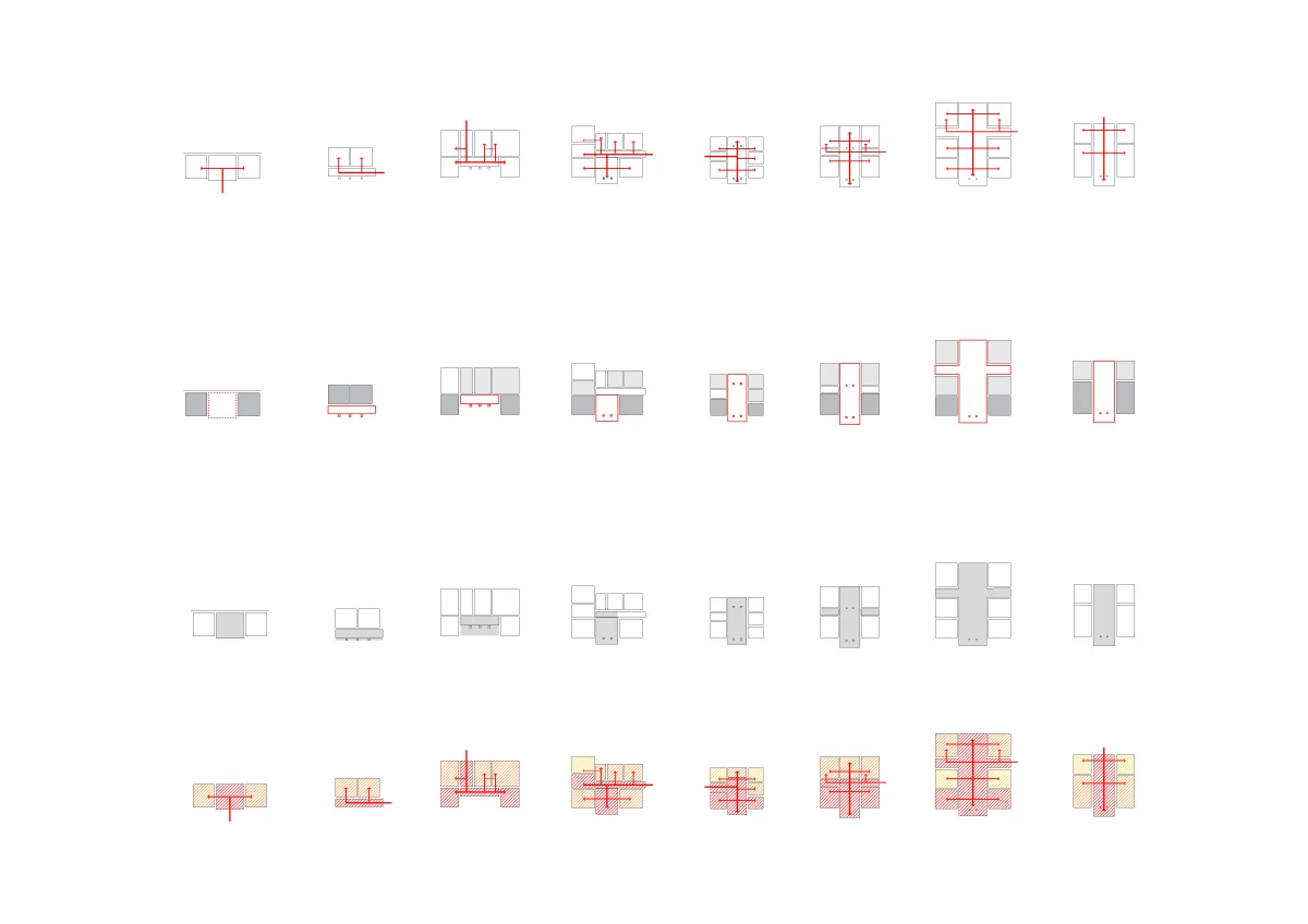 The analysis of the city centre of Beirut through its dominant type—the Lebanese central hall—and its reinterpretation by Solidere’s reconstruction project as an expired symbol of past French mandate-era glory, leads to the search, beyond architecture’s representative agency, for a reconstructed type that is capable of shaping both an operative strategy for the reconstruction of the city and a renewed symbolic identity for the state. fig.4: Central hall type - porous and directional organizations