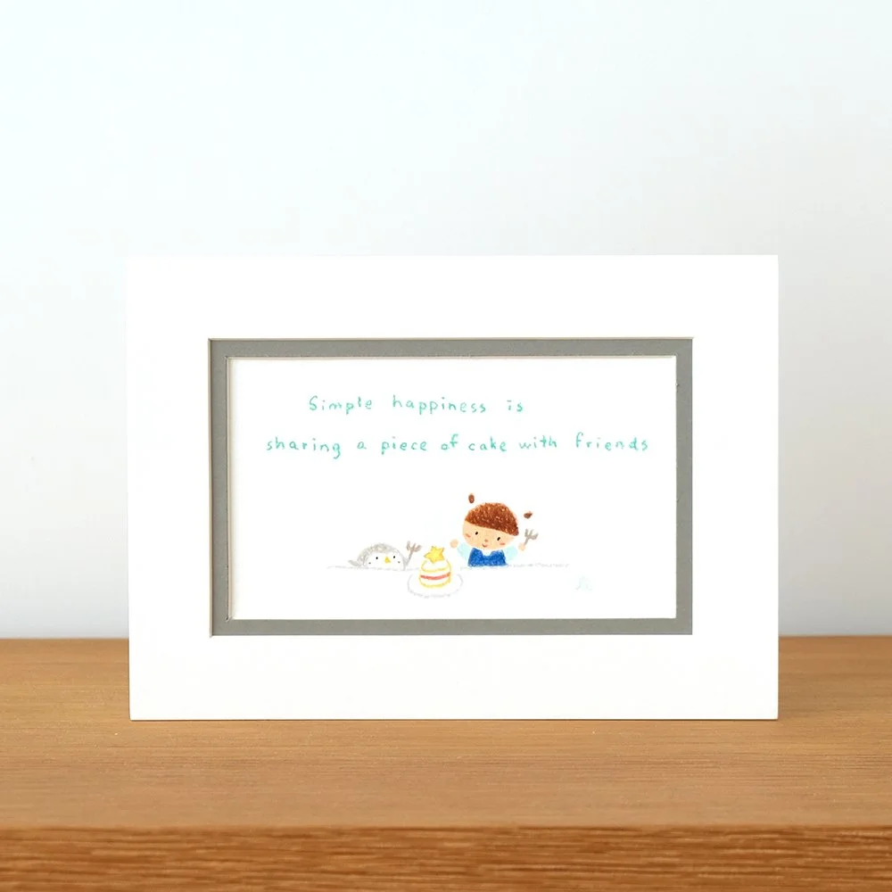 Sharing a piece of cake mini original drawing  分享蛋糕小原畫