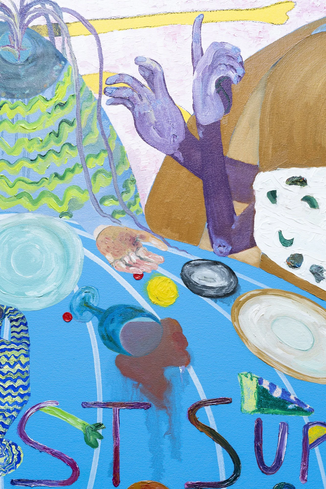 The Last Supper of Atlas’s 2020 Oil, pastel and acrylic on canvas 71 x 151.5cm