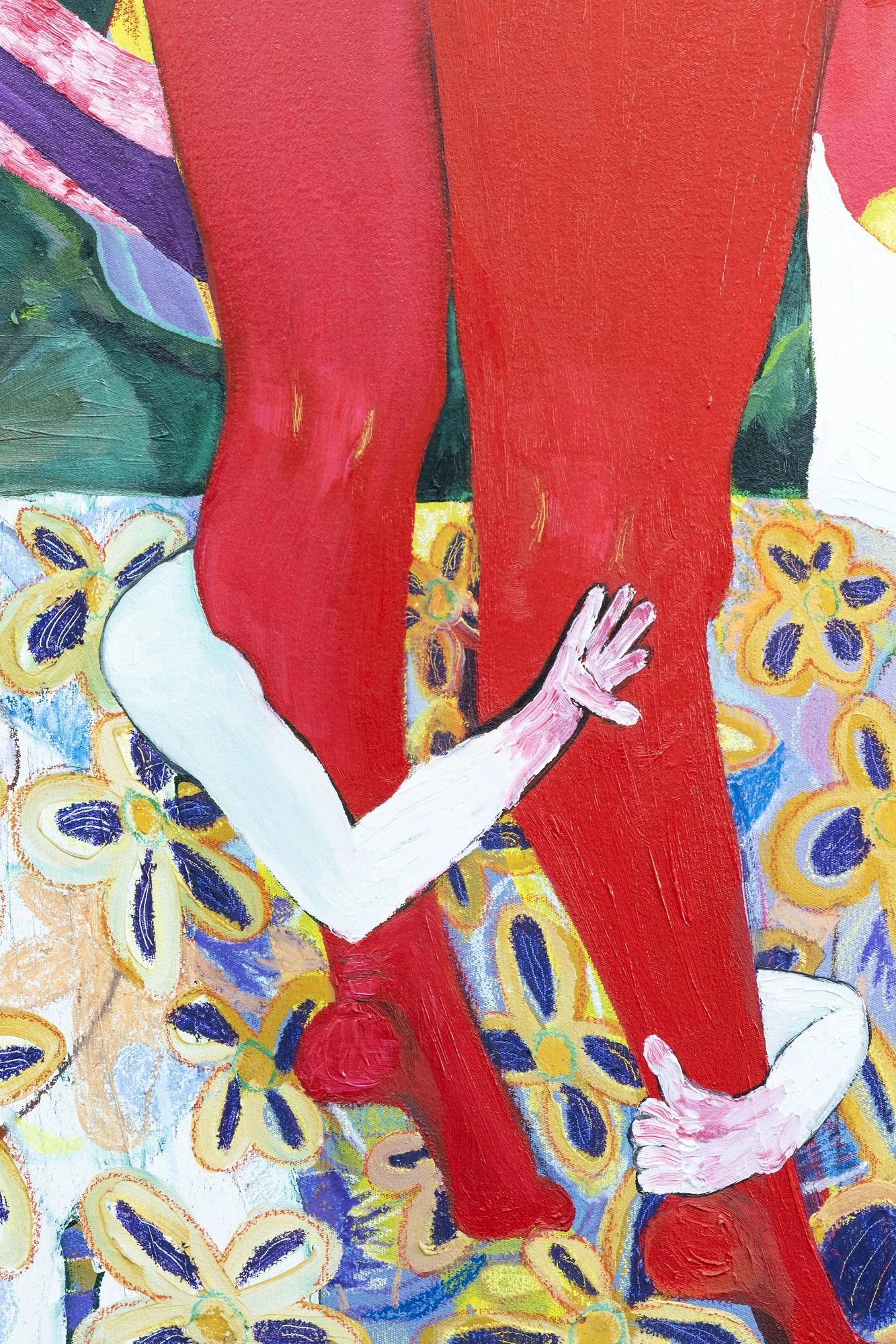 Atlas Bend In Red 2020 Oil, pastel and pencil on canvas 101.5 x 76.5cm