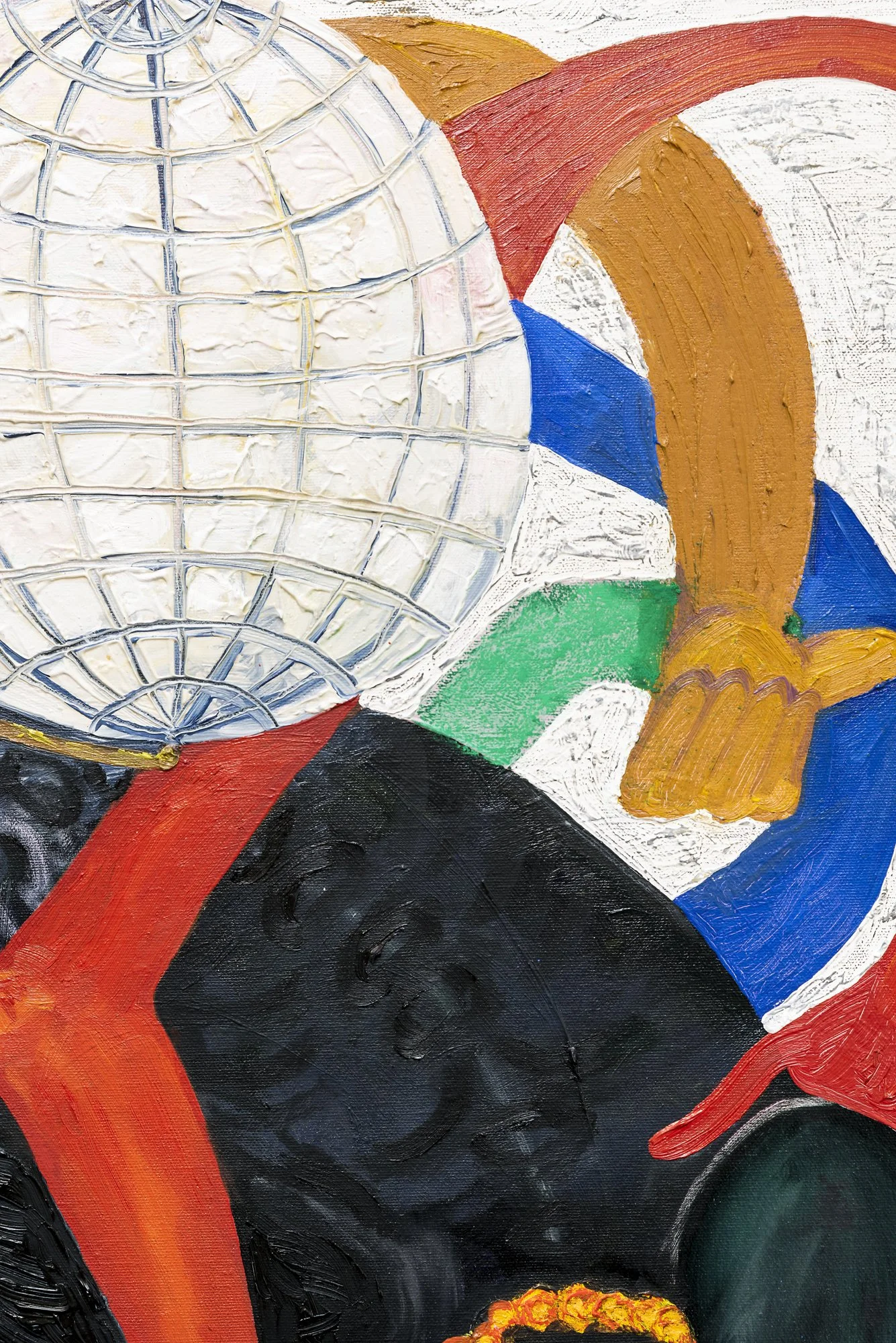 Atlas letting the weight settle 2020 Oil, pastel, pencil and acrylic on canvas 90 x 72.2cm