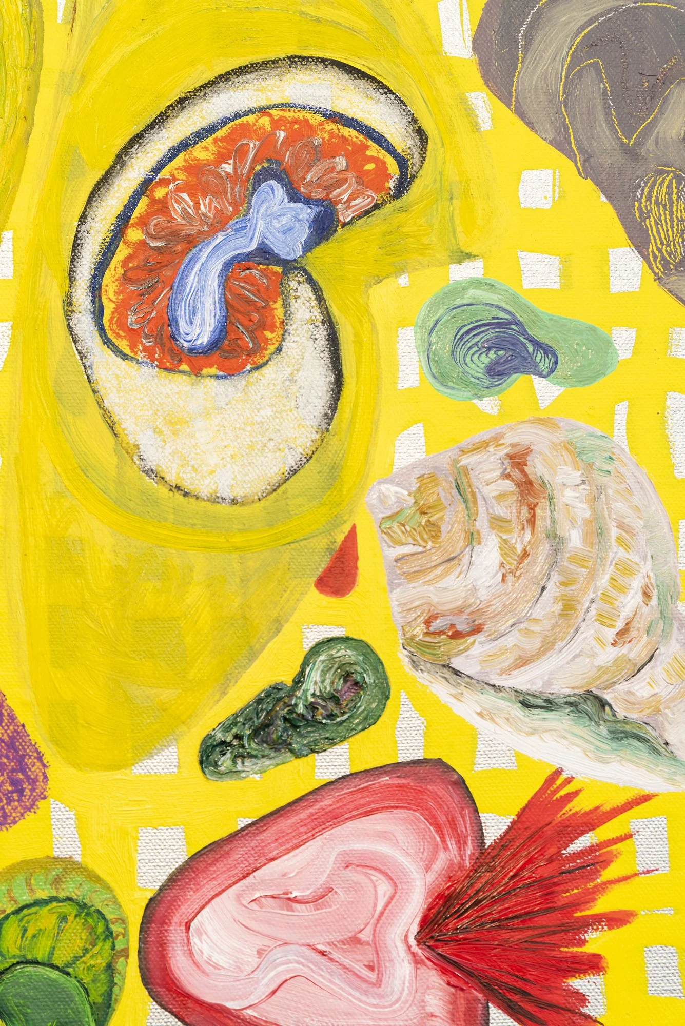 INTIMACY OF THE BREASTFED EAR SHELL 2020 Oil and acrylic on canvas 43.5 x 30.6cm