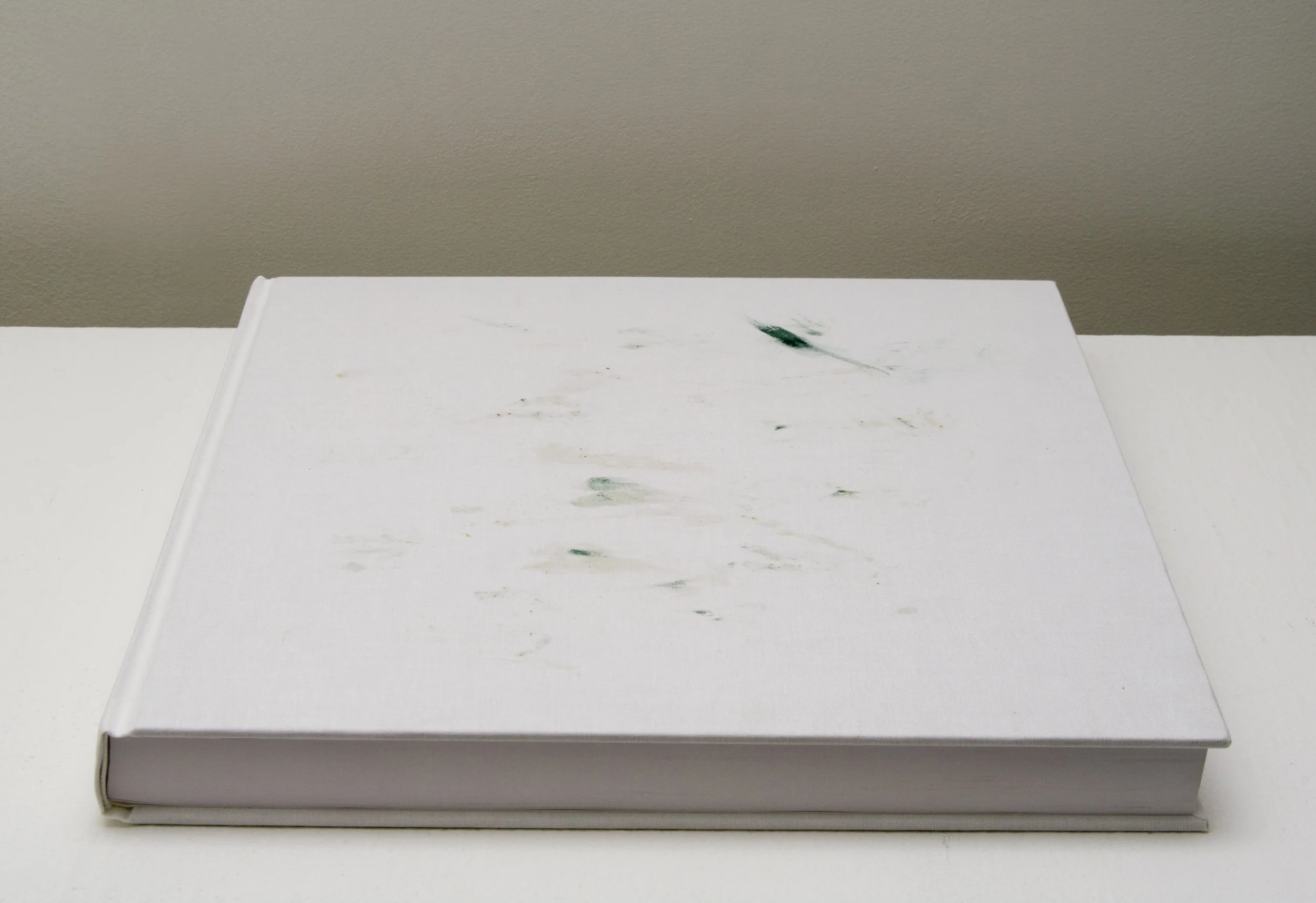 Dinner 02.01.2013 – 01.31.2014 . 2014. 368-page, cloth-bound, hardcover book (paper, book board, book cloth) with unique food stained cover; cloth-bound slipcase (book board, book cloth) 12 3/8x 12 3/8 x 1 7/16in. Edition of 3 plus 1 artist’s proof