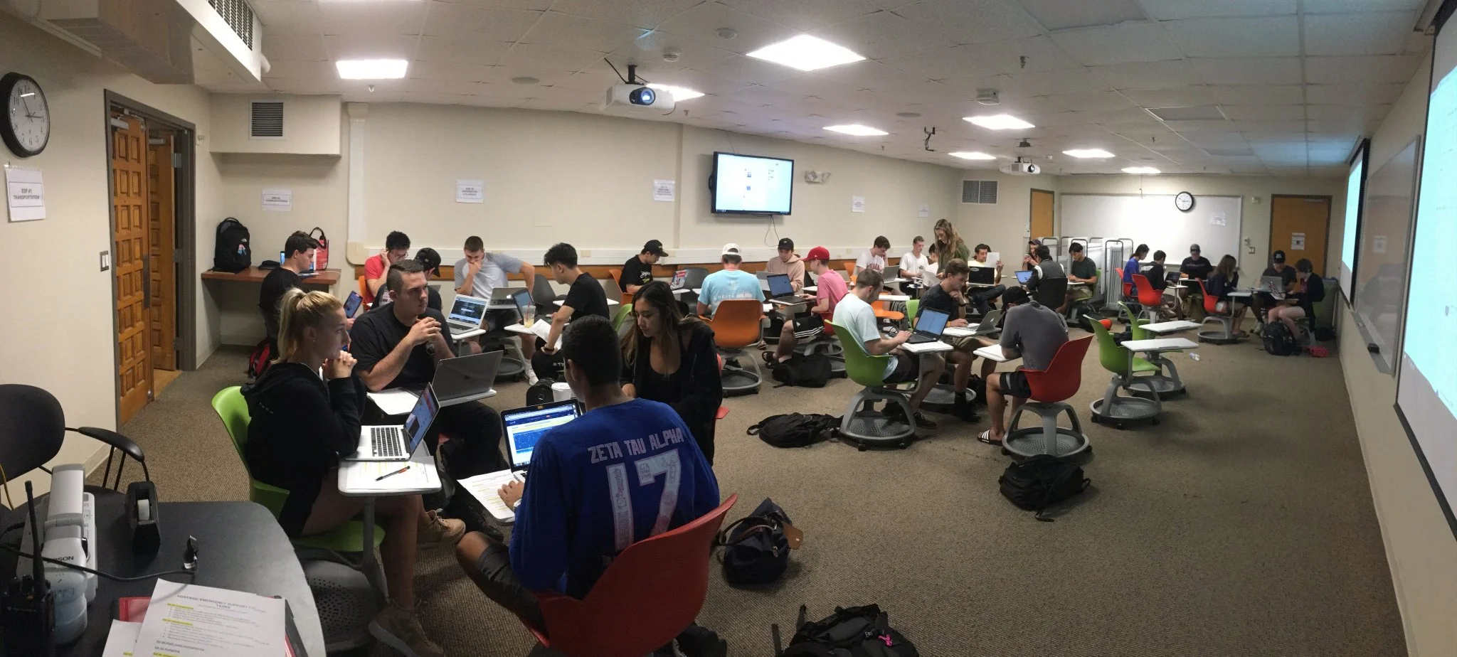Here are students in the Fall 2018 Informatics in Disasters and Emergency Response class manning a Remote Emergency Operations Center for Hurricane Florence. They produced a rich 22 page situation report covering everything from critical infrastructure to pet shelters.