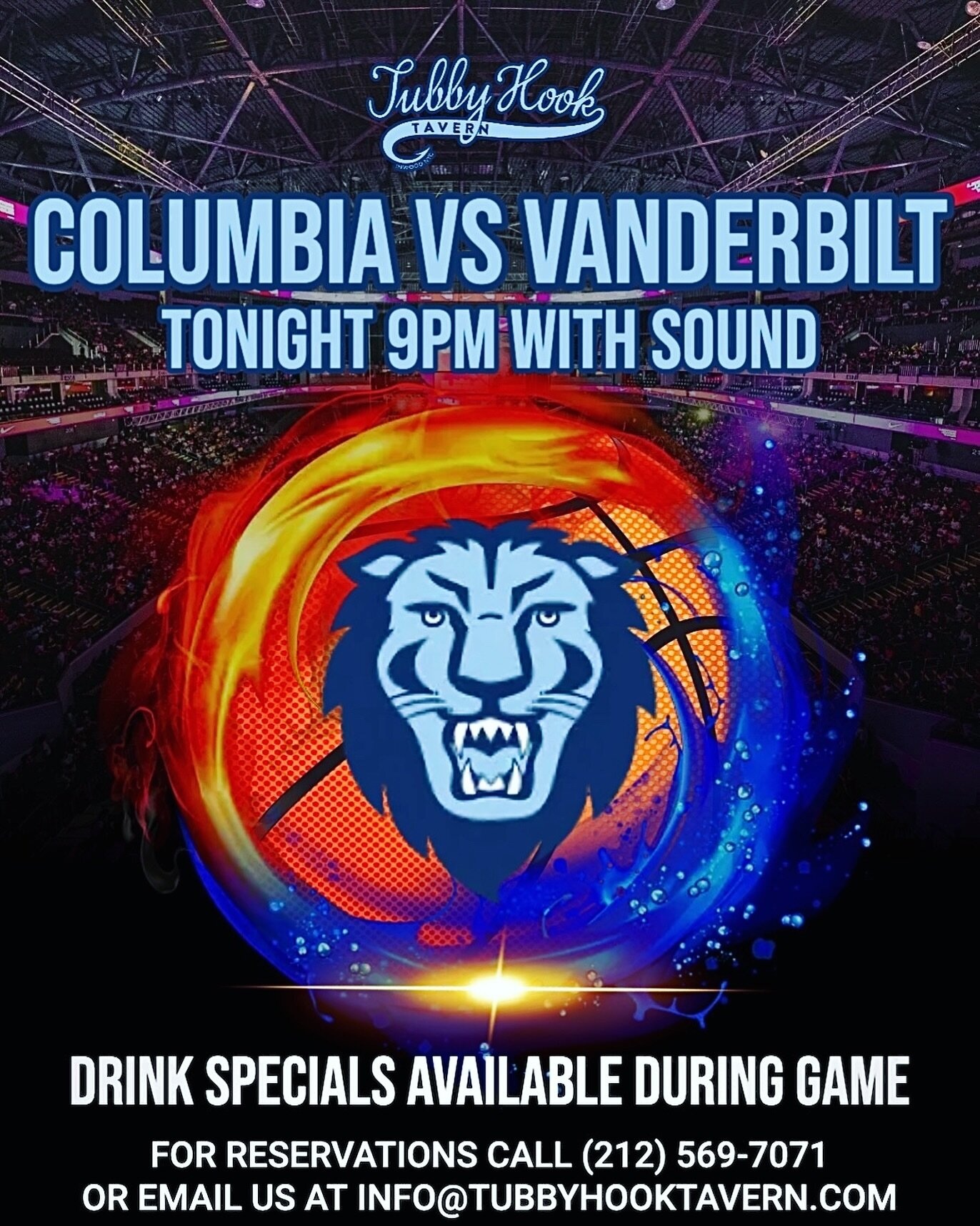 Huge game later for Columbia vs Vanderbilt in the Women&rsquo;s NCAA First Four, tonight 9pm 🏀

Showing on our large TVs around the bar with sound 🔊

Drink specials available during game 🍹

 @gocolumbialions @culionswbb 

For reservations call (21